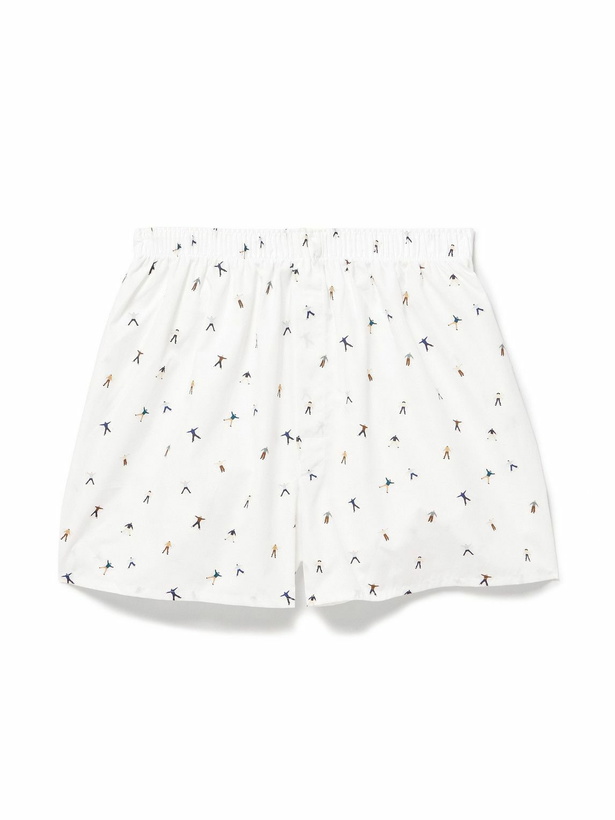 Photo: Sunspel - Printed Cotton Boxer Shorts - White