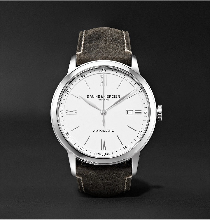Photo: Baume & Mercier - Classima Automatic 42mm Stainless Steel and Leather Watch, Ref. No. 10409 - Green
