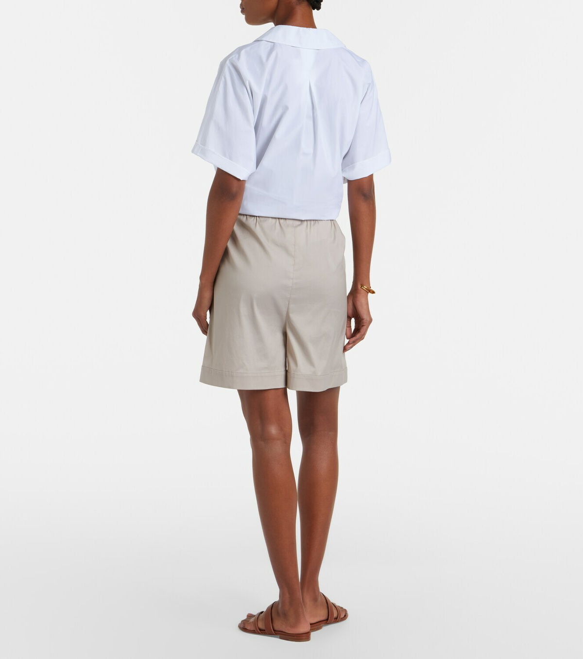 Max Mara Medeola pleated cotton-blend Bermuda shorts