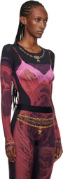 Marine Serre Red & Black Wet Nuisette Printed Jersey LS T-shirt
