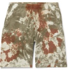 Nike - Wide-Leg Tie-Dyed Loopback Cotton-Blend Terry Drawstring Shorts - Green