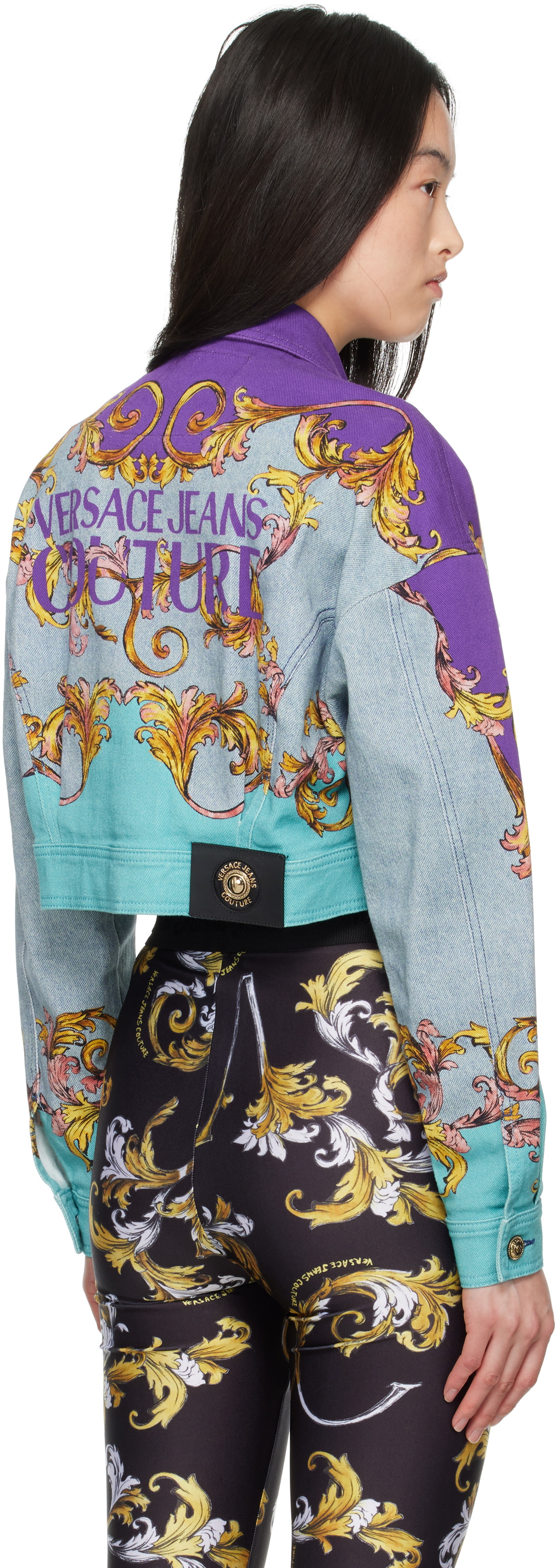 Versace Jeans Couture Multicolor Outline Barocco Denim Jacket