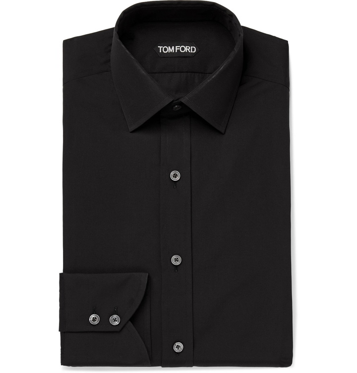 Photo: TOM FORD - Black Slim-Fit Cotton-Poplin Shirt - Black