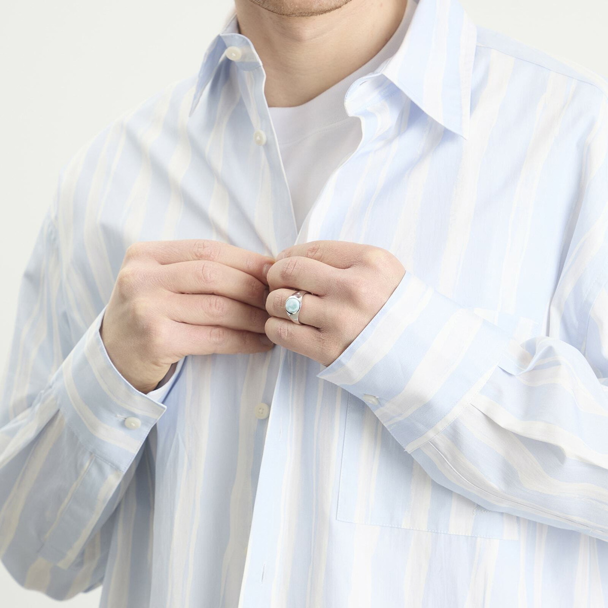 Tom Wood Kim Ring in Ice Blue Larimar