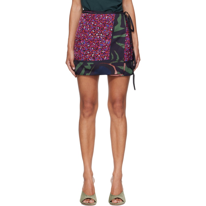 Photo: Dries Van Noten Multicolor Printed Wrap Miniskirt
