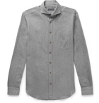 Thom Sweeney - Venus Cutaway-Collar Herringbone Cotton-Flannel Shirt - Gray