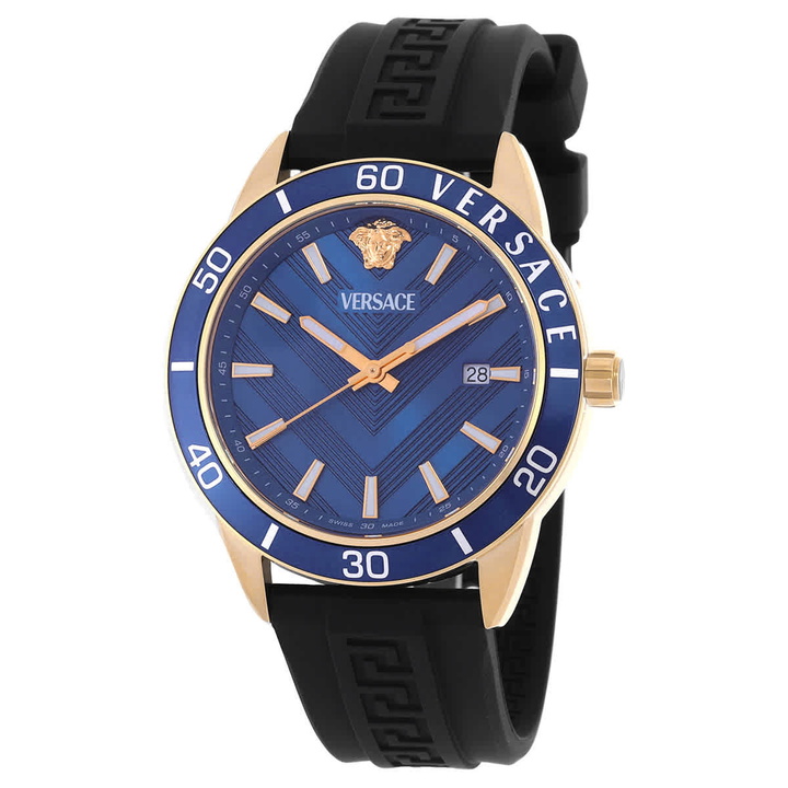 Photo: Versace Greca Urban Quartz Blue Dial Mens Watch VEYCA0224