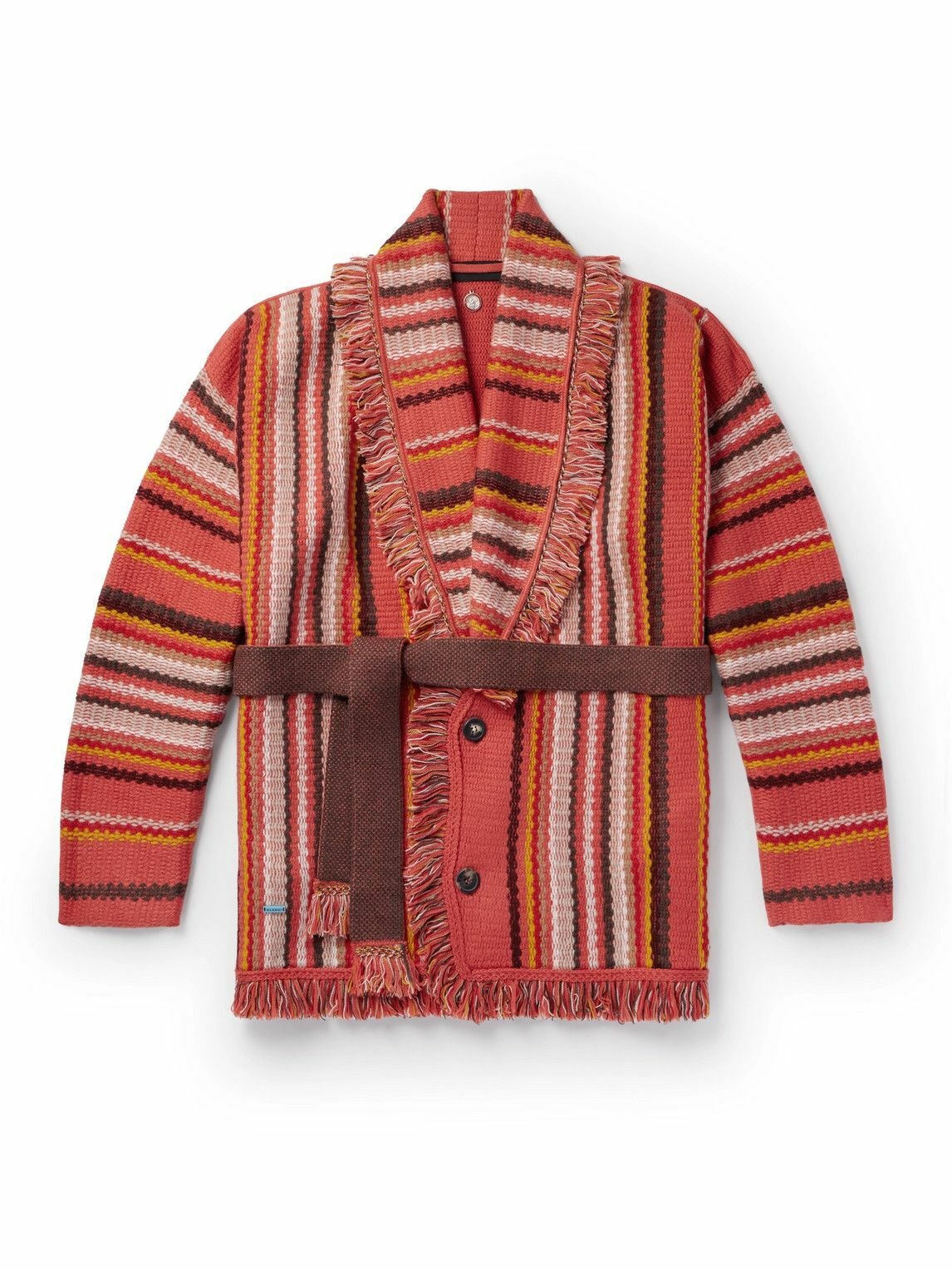 Photo: Alanui - Ushuaia Stories Baja Striped Fringed Wool Cardigan - Red