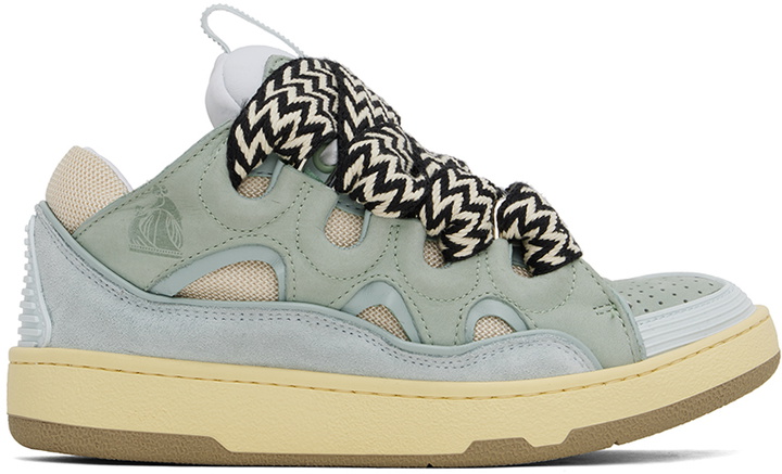 Photo: Lanvin Blue & Green Leather Curb Sneakers