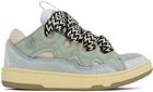 Lanvin Blue & Green Leather Curb Sneakers