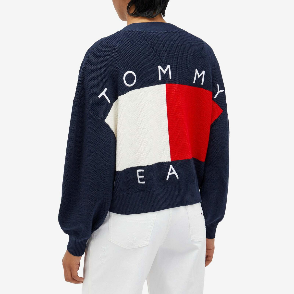 Tommy Jeans Women's Flag Cardigan in Dark Night Navy