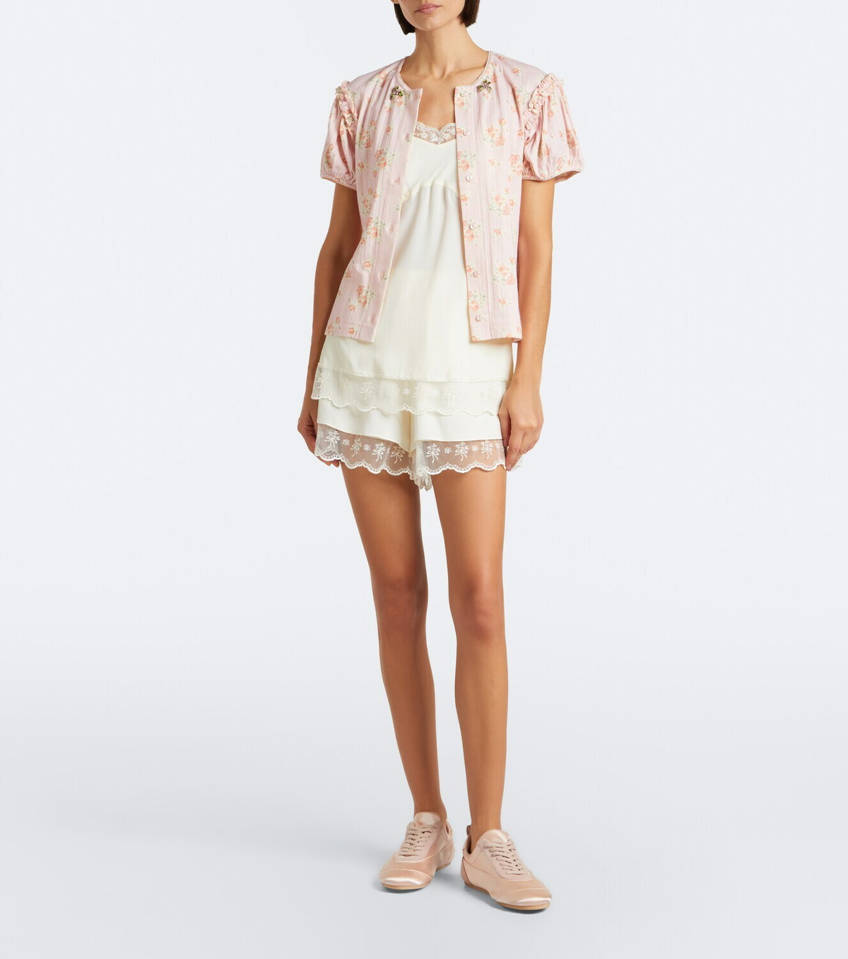 Simone Rocha Crystal-embellished floral cotton cardigan