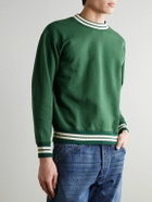Drake's - Logo-Embroidered Striped Cotton-Jersey Sweatshirt - Green