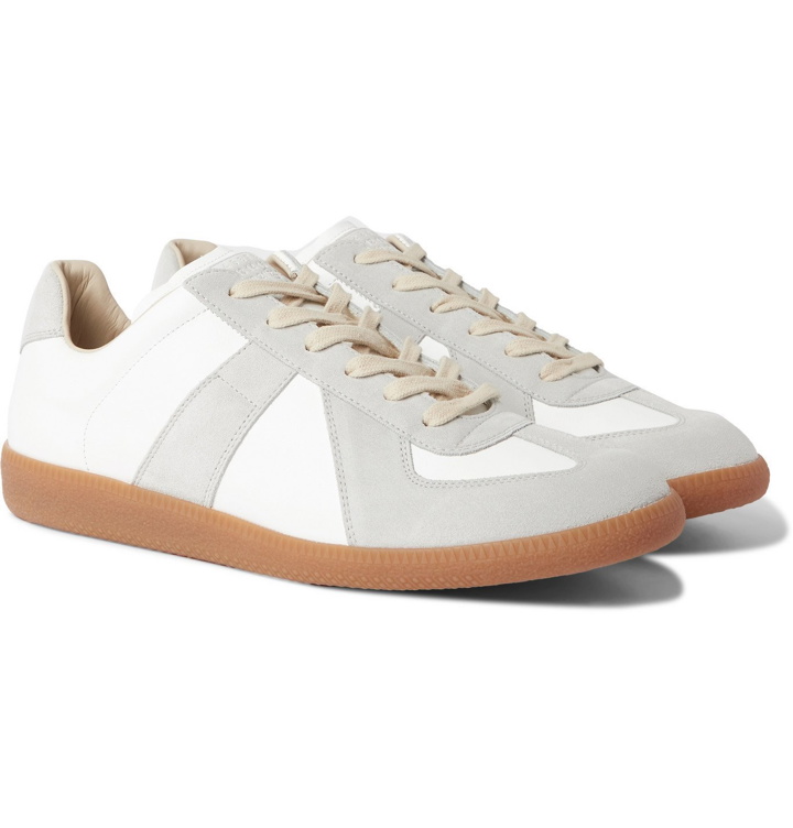 Photo: MAISON MARGIELA - Replica Leather and Suede Sneakers - White