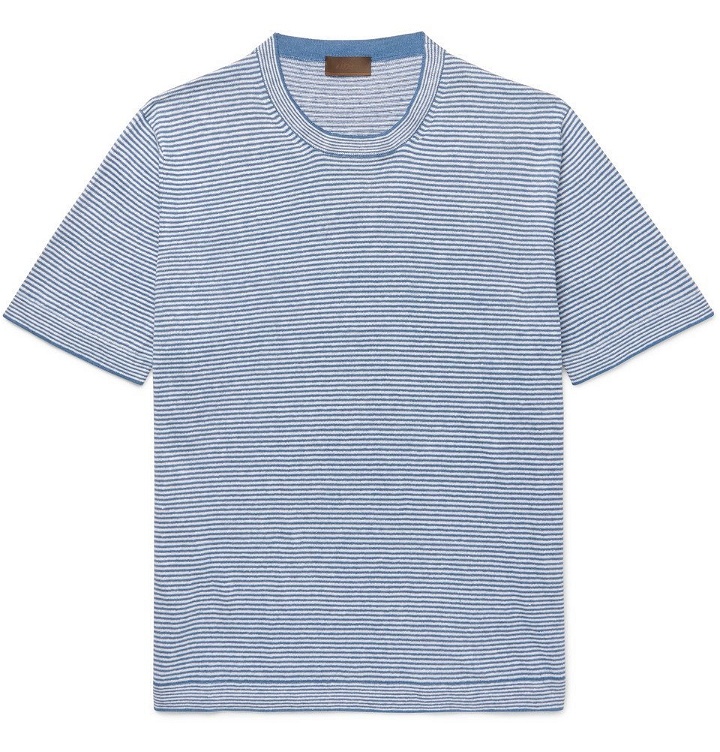 Photo: Altea - Striped Linen-Jersey T-Shirt - Men - Blue