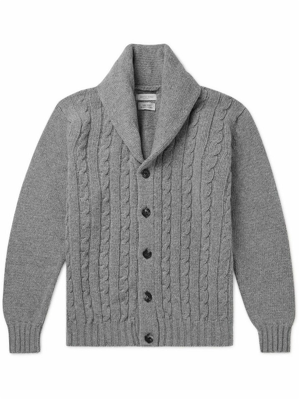 Photo: Richard James - Shawl-Collar Cable-Knit Wool and Cashmere-Blend Cardigan - Gray