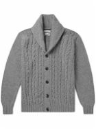 Richard James - Shawl-Collar Cable-Knit Wool and Cashmere-Blend Cardigan - Gray
