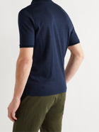 INCOTEX - Slim-Fit Striped Linen and Cotton-Blend Polo Shirt - Blue