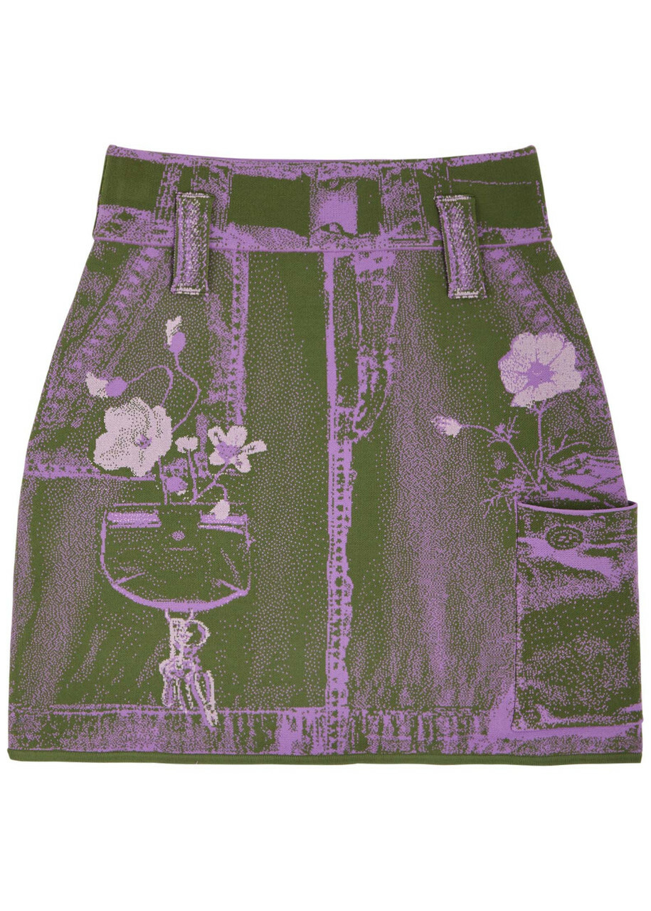 PH5 Daisy Patterned-intarsia Knitted Mini Skirt Lilac