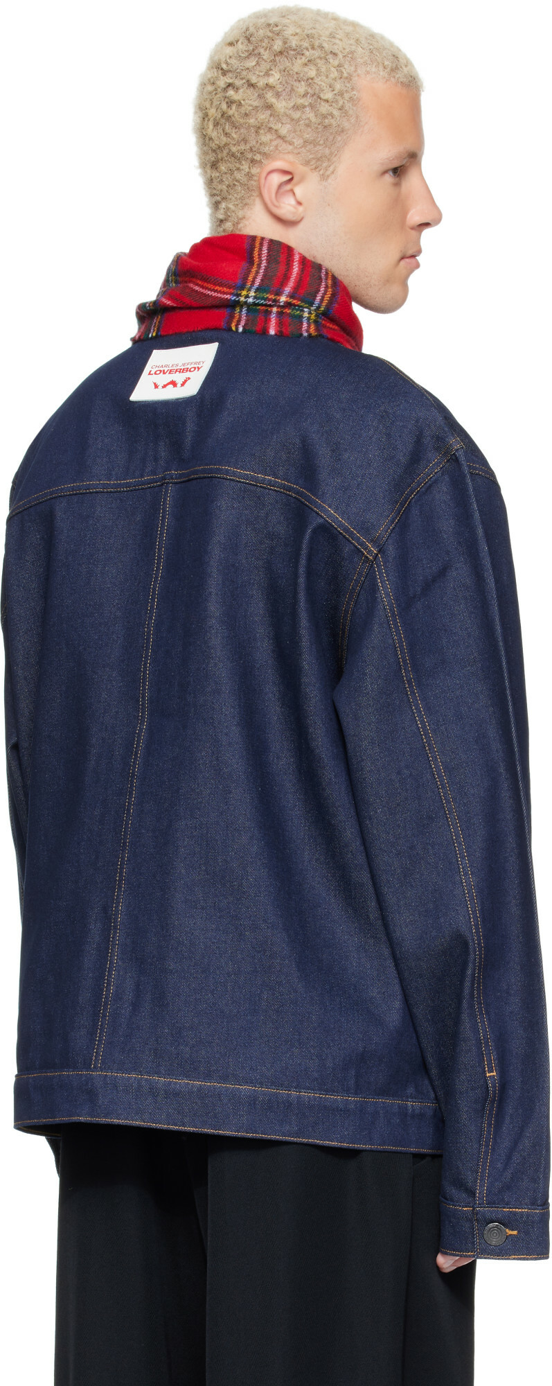 Charles Jeffrey LOVERBOY Navy Scarf Denim Jacket