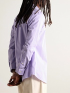 Polo Ralph Lauren - Slim-Fit Button-Down Collar Logo-Embroidered Striped Cotton-Blend Poplin Shirt - Purple