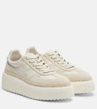 Hogan H710 H-Stripes leather and suede platform sneakers