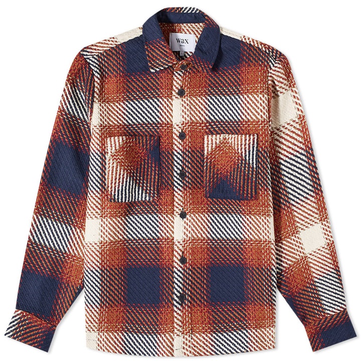 Photo: Wax London Men's Whiting Ombre Check Overshirt in Navy/Red