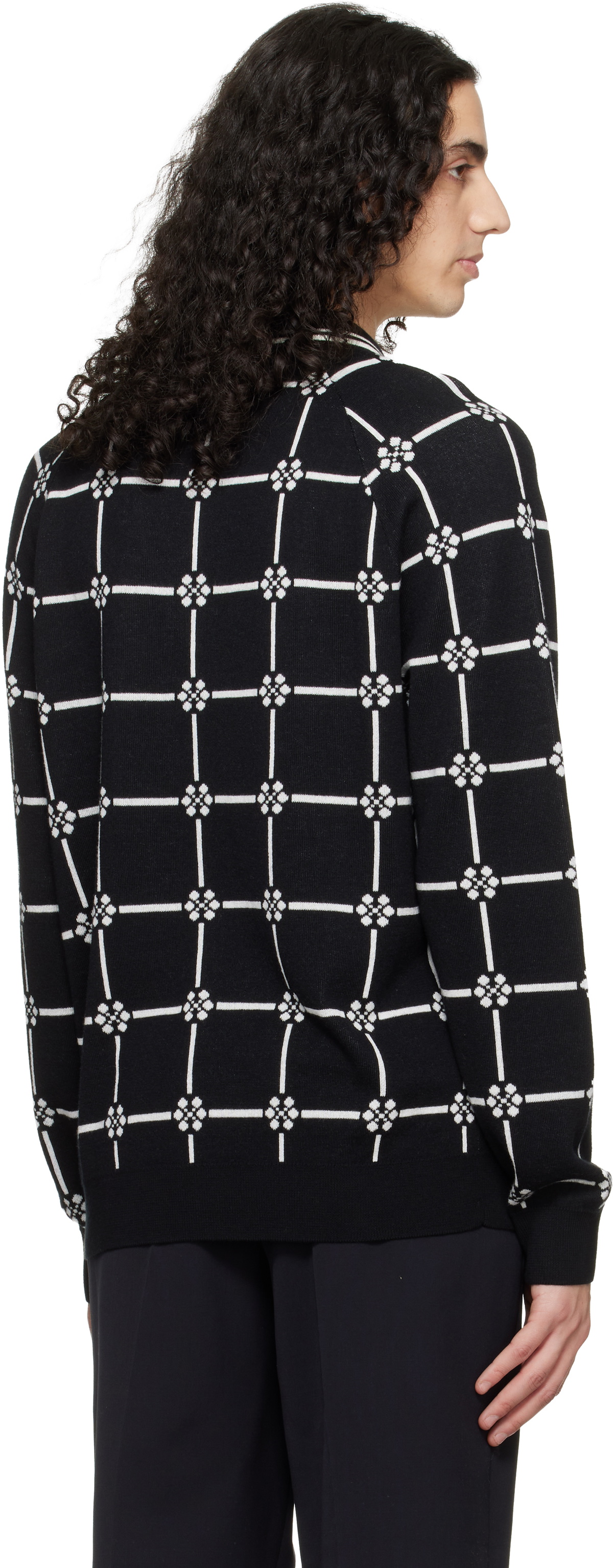 Fred Perry Black Kris Van Assche Edition Long Sleeve Knitted Polo