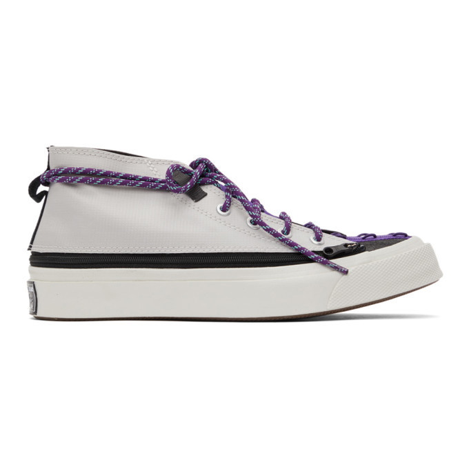 Photo: Converse Grey and Purple Deck Star Zip Sneakers