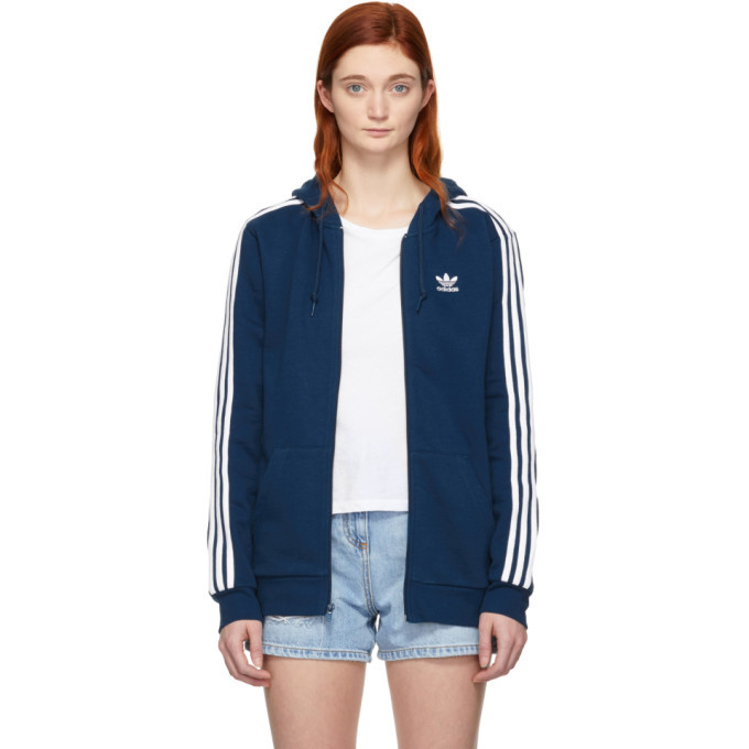 Photo: adidas Originals Blue 3-Stripes FZ Hoodie