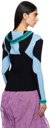 Kiko Kostadinov Black & Blue Quimby Fitted Knit Hoodie