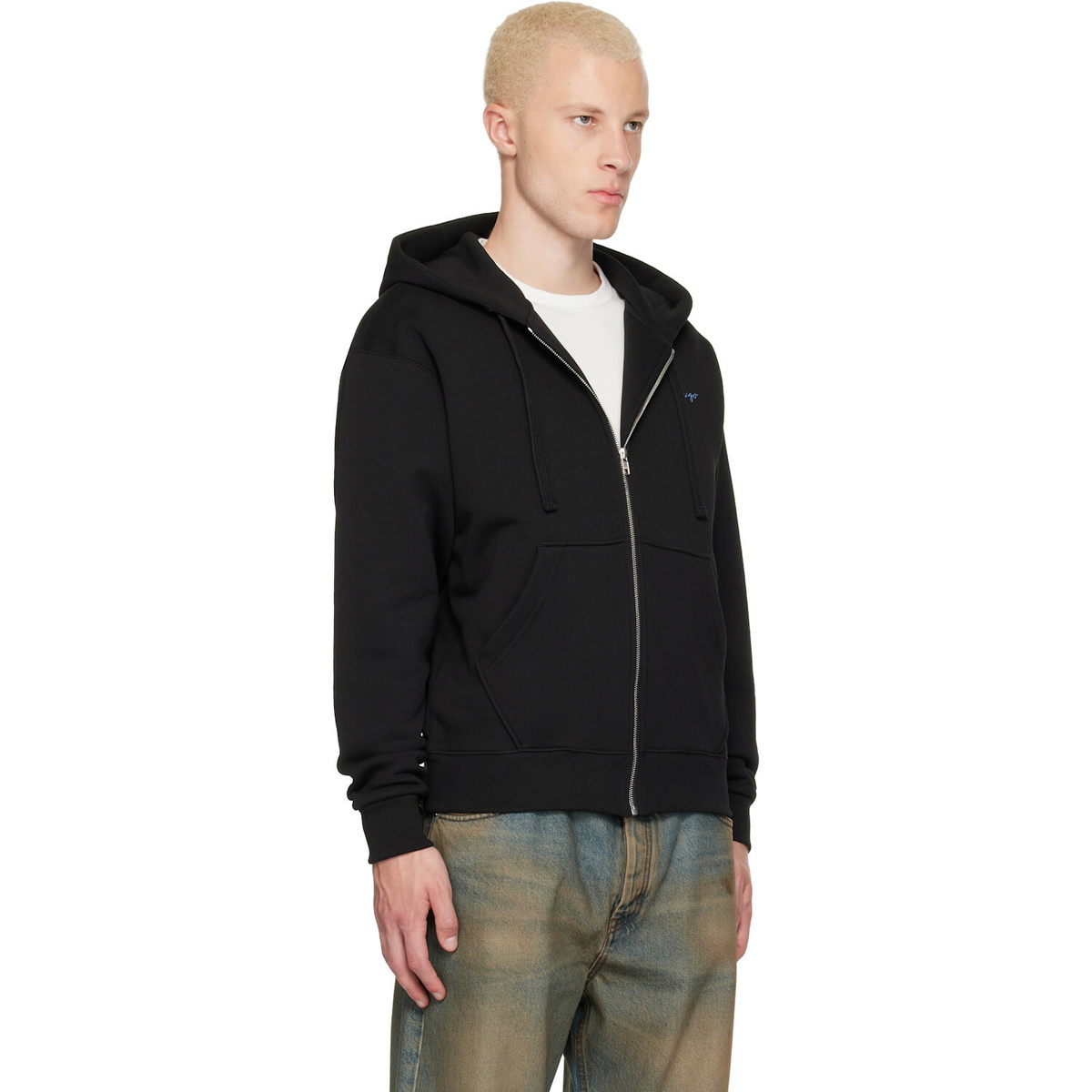Kenzo Black Kenzo Paris 'KENZO Signature' Embroidered Zip Hoodie
