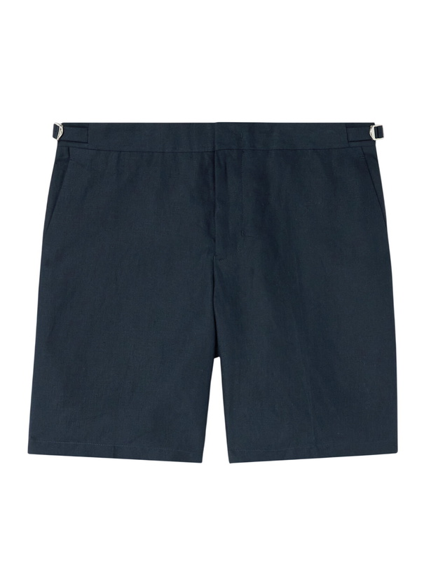 Photo: Orlebar Brown - Norwich Straight-Leg Linen Shorts - Blue