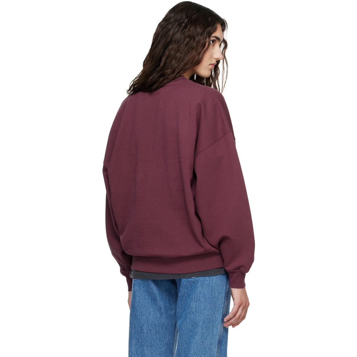 ANINE BING Burgundy Miles Oversized Letterman Sweatshirt