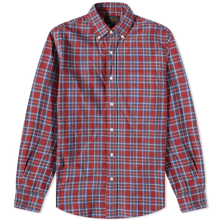 Photo: Beams Plus Men's Indigo Tartan Check Shirt in Red