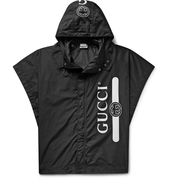 Photo: Gucci - Logo-Print Shell Cape - Black