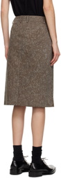 UMBER POSTPAST Brown Dyed Denim Midi Skirt