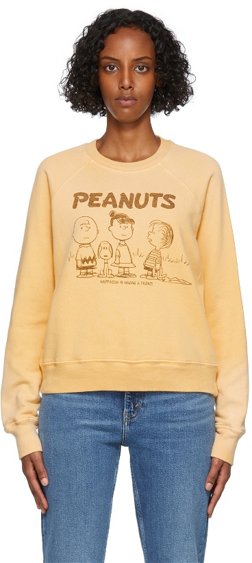 Photo: Re/Done Yellow Peanuts Edition Raglan 'Peanuts Happiness' Sweatshirt
