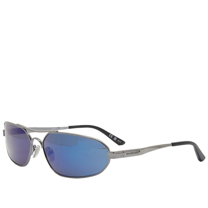 Photo: Balenciaga Men's BB0227S Sunglasses in Ruthenium/Blue