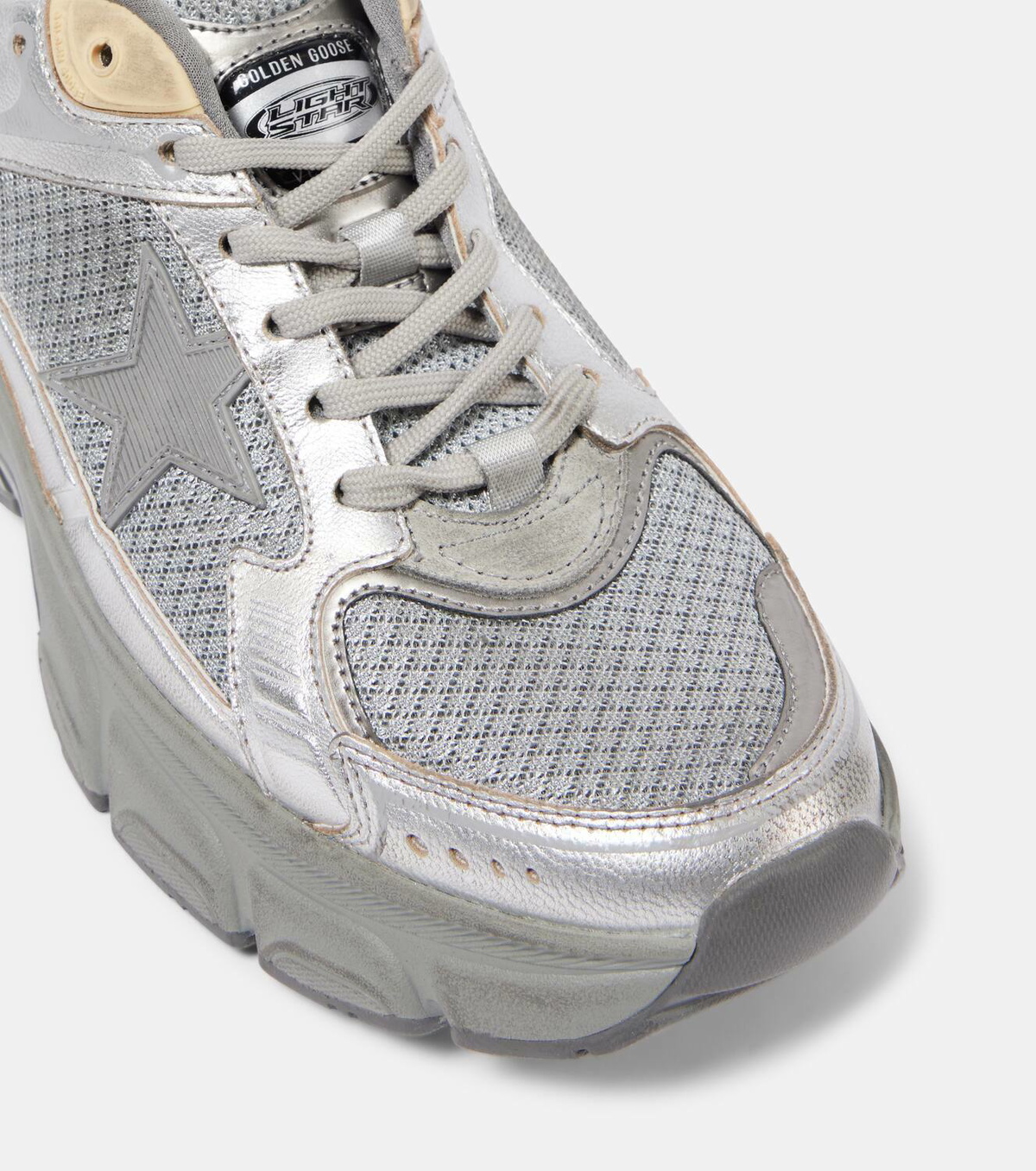 Golden Goose Lightstar metallic leather and mesh sneakers