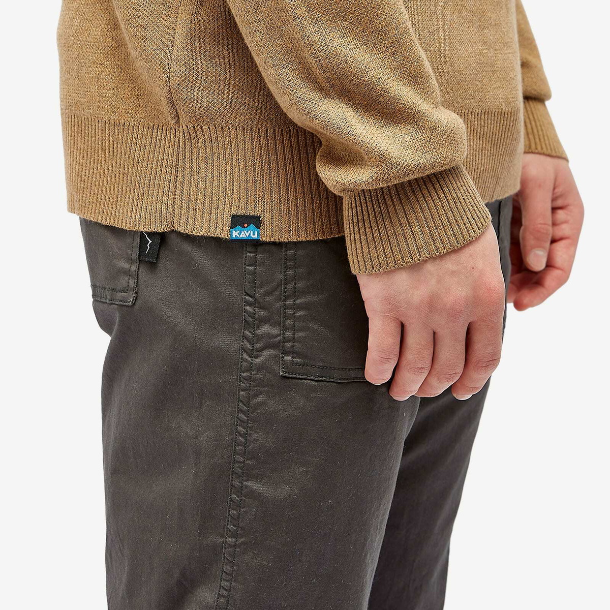 KAVU Men's Highline Jacquard Crew Knit in Snow Bear