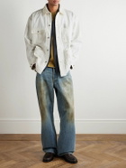 Neighborhood - Corduroy-Trimmed Paint-Splattered Denim Jacket - White