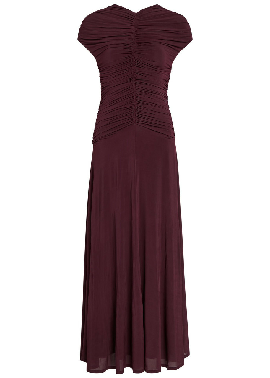 Tove Avita Ruched Stretch-jersey Midi Dress Dark Red