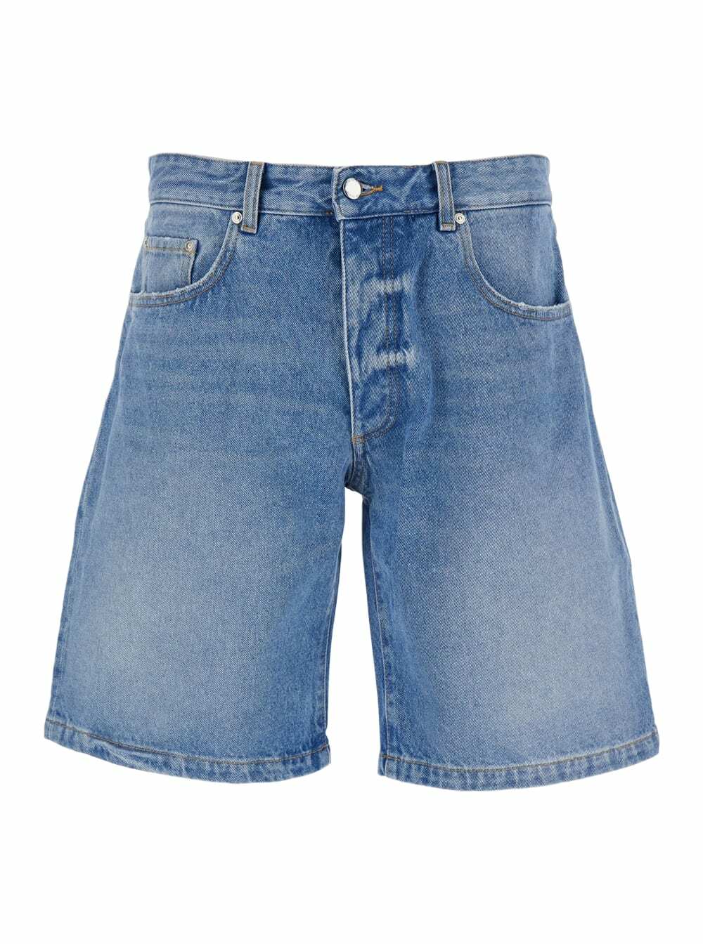 Icon Denim Light Blue Bermuda Pants With Wide Leg And Logo Patch On The Rear In Denim Man