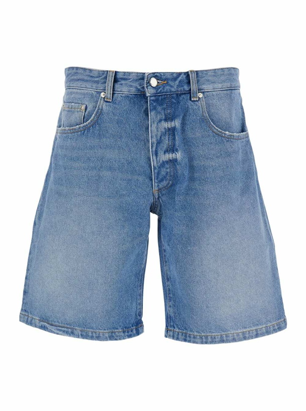 Photo: Icon Denim Light Blue Bermuda Pants With Wide Leg And Logo Patch On The Rear In Denim Man