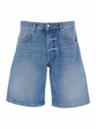 Icon Denim Light Blue Bermuda Pants With Wide Leg And Logo Patch On The Rear In Denim Man