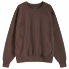 Les Tien Men's Heavyweight Crop Crew Sweat in Washed Brown Fig