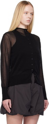 AMOMENTO Black Wholegarment Sheer Cardigan