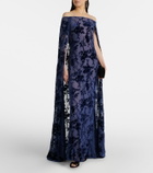 Rodarte Caped off-shoulder jacquard maxi dress