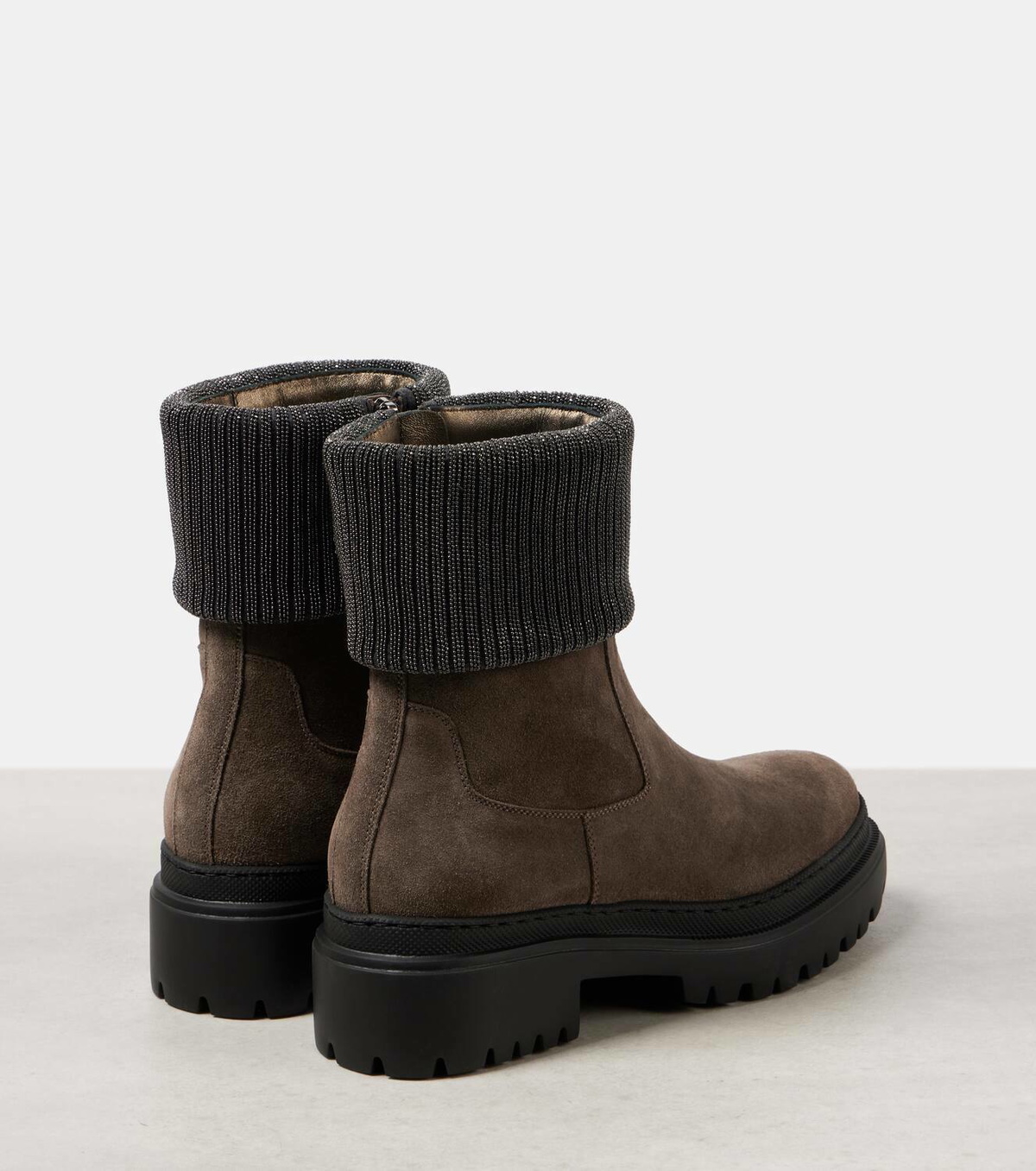 Brunello Cucinelli Embellished suede Chelsea boots